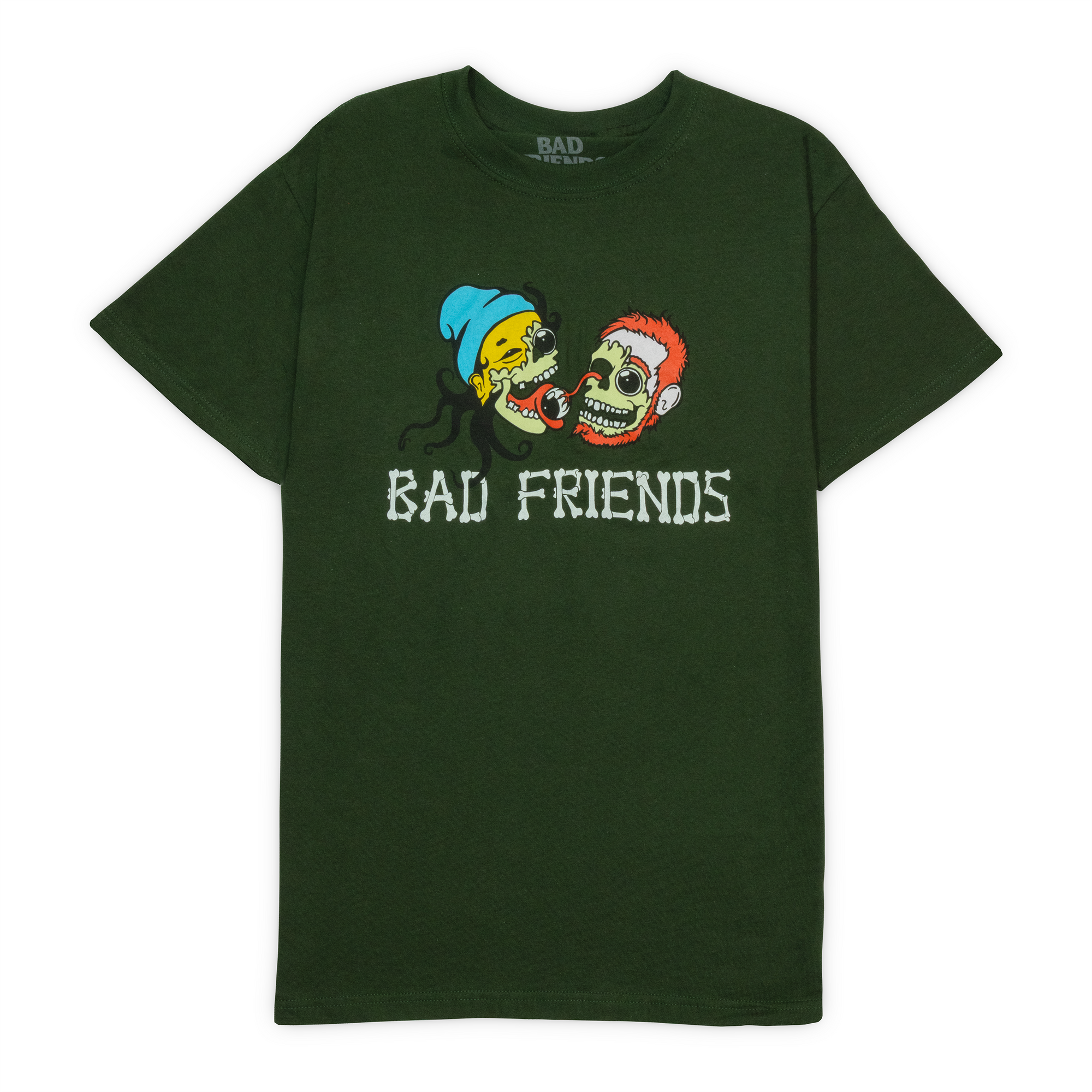 green bad friends skull tshirt animation