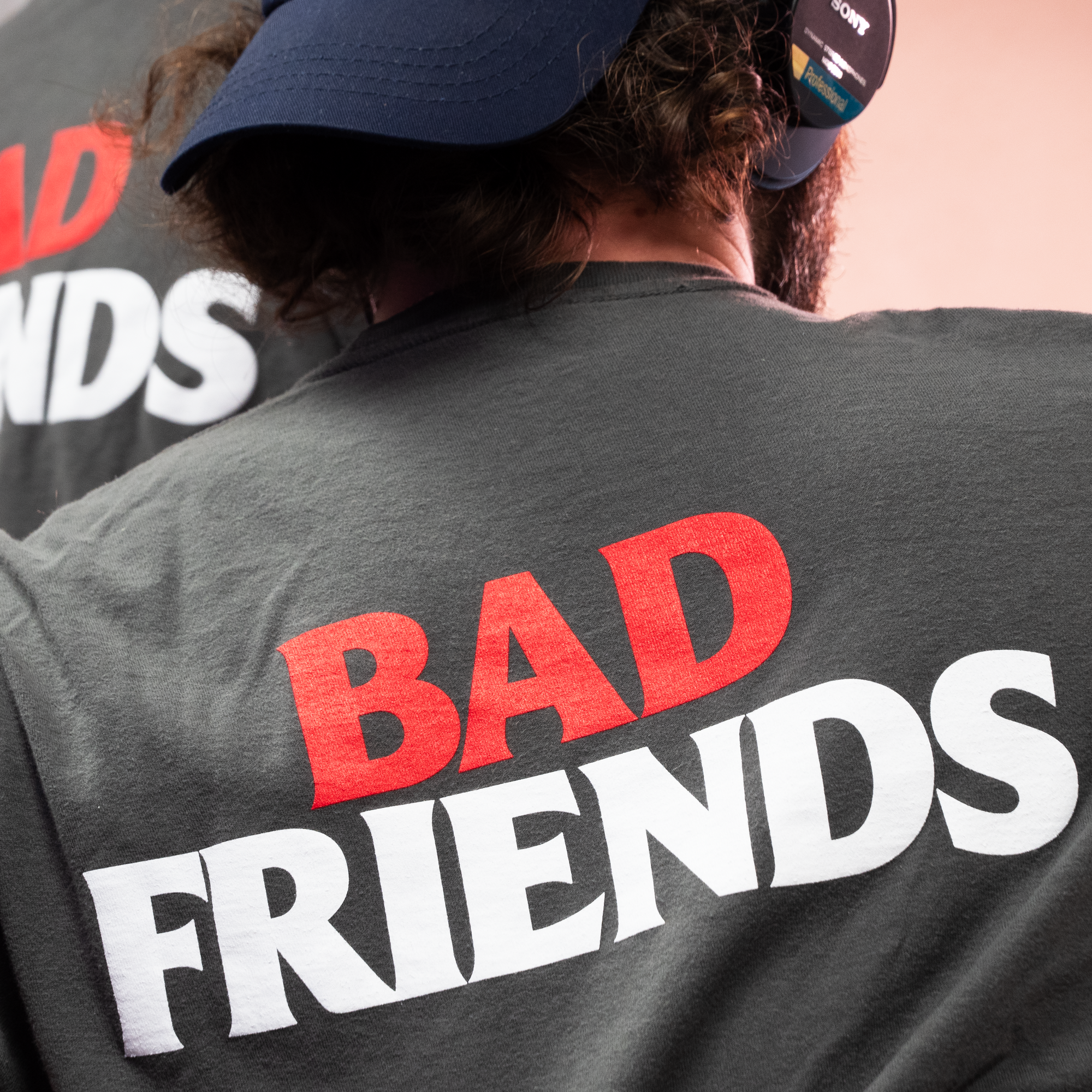 Bad Friends Classic Grey T-Shirt Back Close Up